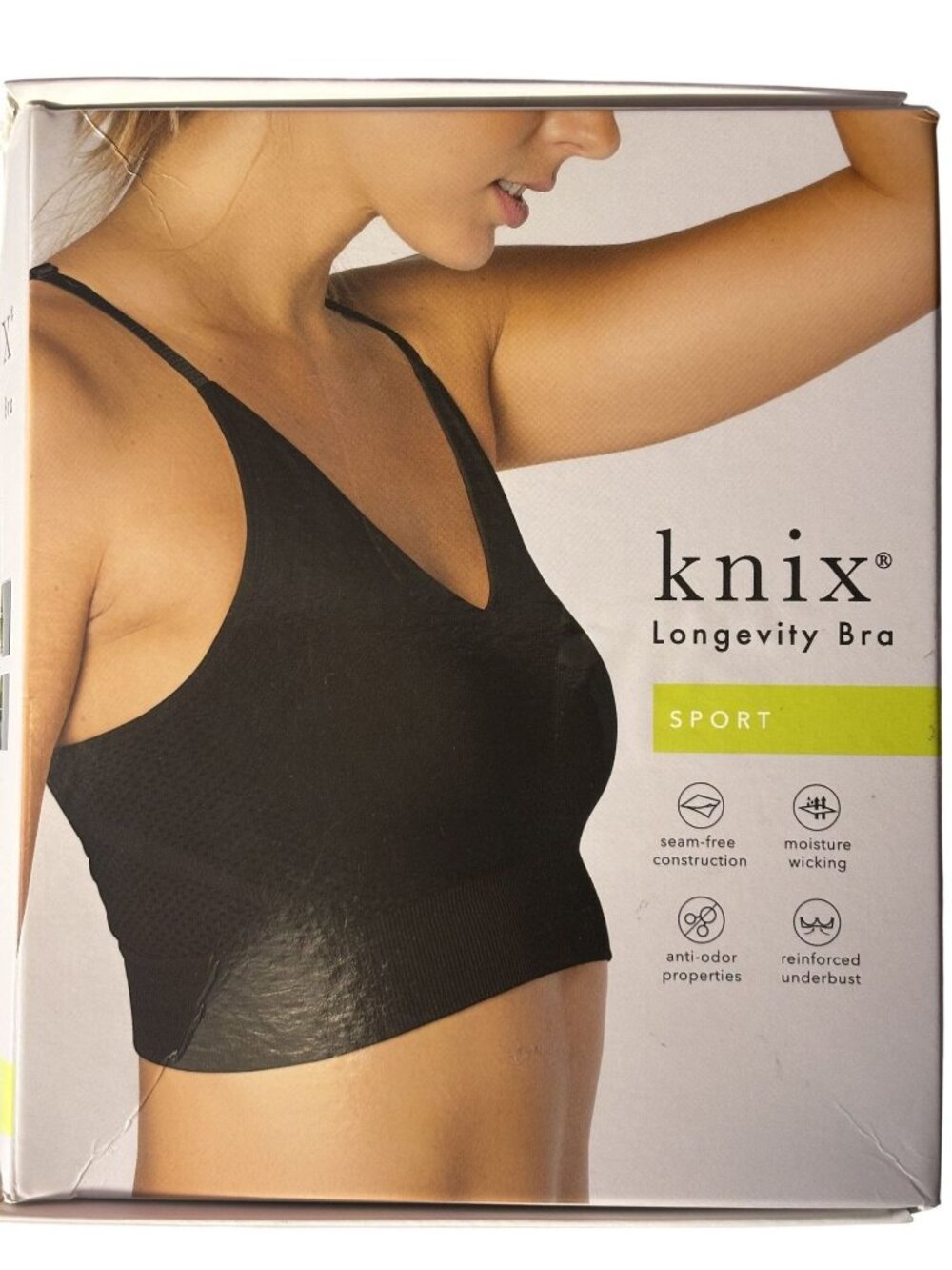 Knix Longevity Bra XL Seamless Longline Sports Bra Black
